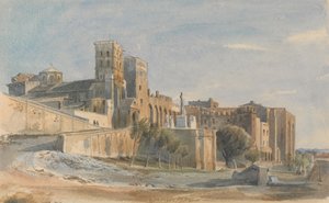De kathedraal en het paleis van de pausen, Avignon, 1836 door Thomas Hartley Cromek